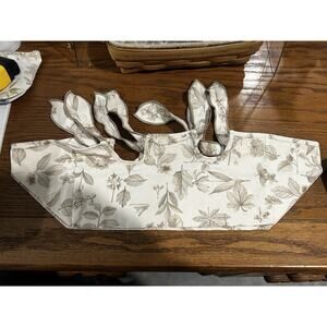Longaberger Small‎ Gathering Basket Liner Natural Botanical Fields Fabric Bows